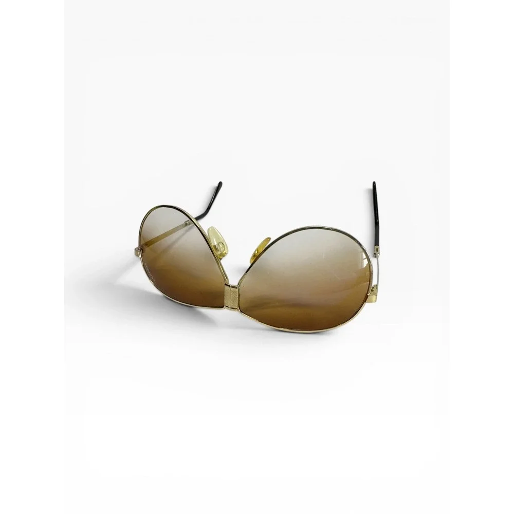 Ferrari Folding Aviator Sunglasses Mens Gold Brown Gradient Vintage Case